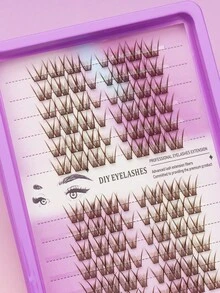 Brown Cluster Eyelashes,96 Clusters Reusable Natural Wispy Individual Lash Extensions, Lightweight Curl DIY False Lashes For Daily Makeup, Natural Look, Cosplay, Beginner Friendly Eye Beauty Enhancement - C - View 5