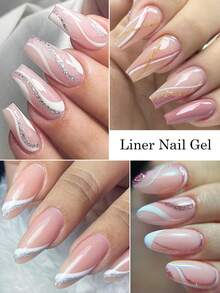 FOUR LILY 2pcs 10ml Metallic Painting Line Nail Gel Polish Set, Y2K Style Gold & Silver Line Nail UV Gel Paint, Suitable For French Manicure DIY At Home And Nail Salon - Multicolor - View 10