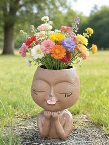 1 pièce Pot de fleurs en résine de taille moyenne, design simple et élégant, très créatif, magnifiquement fabriqué, convient à la décoration intérieure ou extérieure, un choix idéal pour la maison et le jardin - A - Voir 3
