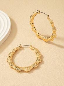 1pair Fashionable Bamboo Joint Hollow Out Earrings - Vàng 5 - Xem 3