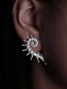 1 Pair Seashell Stud Earrings For Women, Y2k Style Jewelry Gift - TZ1302-2 - 查看 7