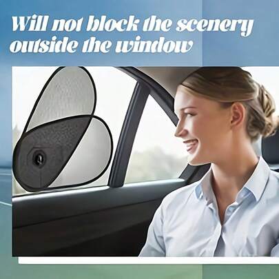 2pcs/Set Car Sun Shades, Side Window Sunshades, Mesh Adjustable Rotatable With Suction Cup, Universal Fit For Car Windows, Suitable For Parking Use Only
