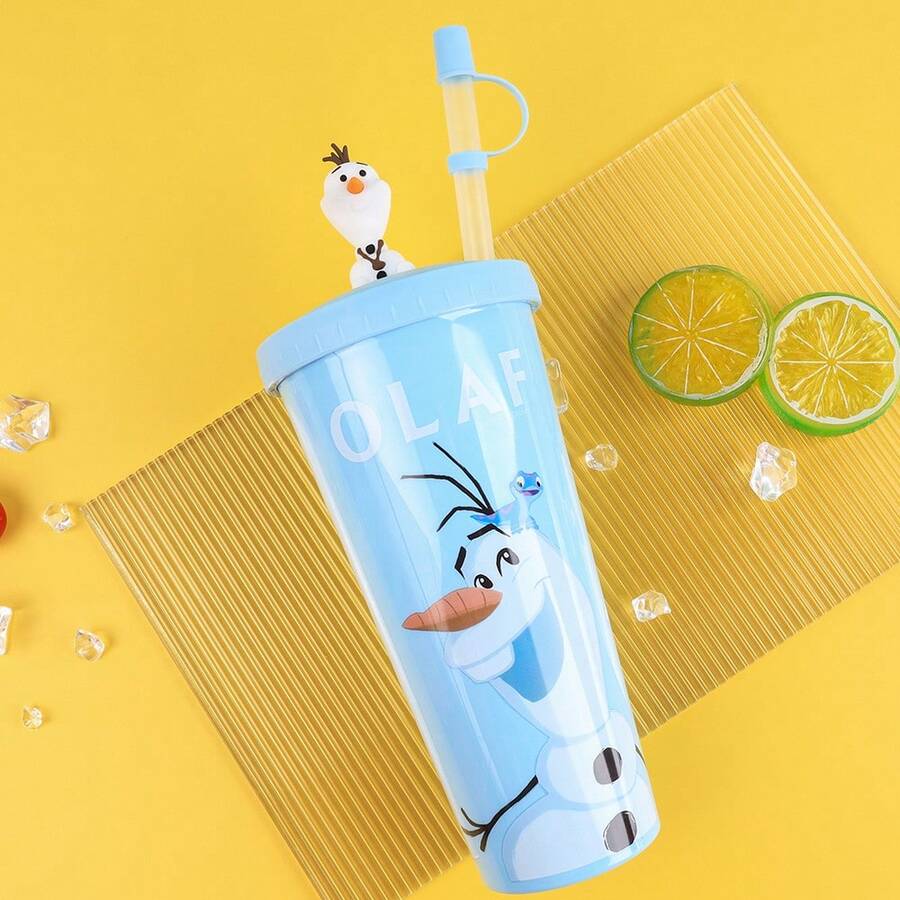 Monogram 1 Chiếc cốc có nắp ống hút, chống tràn, nhẹ, không vỡ, được cấp phép chính thức bởi Frozen, cốc du lịch thiết kế độc đáo, đồ dùng dễ thương cho tiệc tùng, phụ kiện nhà bếp Olaf. - Nhiều màu - Xem 1