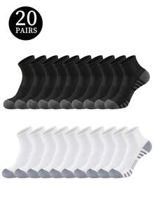 3/5/6/10/12/20 Pairs Men's Short Socks Spring/Summer Black & White Outdoor Sports Ankle Socks - Multicolor - View 16