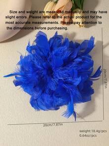 1 pieza Broche de pluma de cristal falso estilo bohemio retro, broche de pluma exagerado y personalizado, elegante y versátil, de uso multifuncional, adecuado para uso diario, banquetes, fiestas y cualquier ocasión de las mujeres - Azul - Ver 4