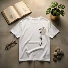 Camiseta de manga corta con cuello redondo para mujer talla grande, con estampado de cuerda de escalada de panda de dibujos animados, de estilo japonés, fresca, linda y divertida. Suave y adorable, de moda para primavera y verano, adecuada para uso casual diario, ir al trabajo, la escuela, citas y salidas. Blanco - Blanco - Ver 6