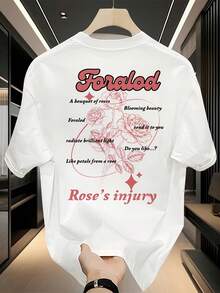 Camiseta de manga corta de algodón puro pesado, marca de moda, estampada, nueva de verano para hombres, talla grande, versátil y casual - Blanco - Ver 5