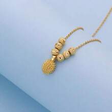 Gold Plated Durian Pendant Necklace, 3D Fruit Charm Necklace, Romantic "Love You All My Life" Jewelry For Women - Yellow 01 - View 5