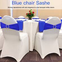 10pcs Elastic Chair Bows With Round Buckle Sliders, Spandex Chair Sashes For Graduation, Prom, Wedding, Party Decoration - Royal Blue - View 4