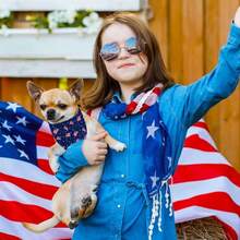 2pcs 24.8"X11" Independence Day Dog Bandana, Patriotic Pet Decor, Adjustable 4th Of July Holiday Party Bandana, American Flag Scarf, Suitable For Cat & Dog Birthday Outfit - Multicolor - View 6