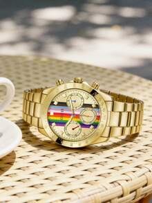 Guess Reloj de cuarzo de moda para mujer, disponible en múltiples colores. Con diseño de tres manecillas, pantalla de fecha y función de parada de segundos, adecuado para uso diario casual. Modelo: GW0433L1 - Los colores del arcoíris - Ver 2