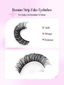 Asiteo 7 pares de pestañas postizas rizo D, pestañas postizas rusas, pestañas falsas de visón sintético esponjosas y suaves, para uso diario, extensiones de maquillaje, maquillaje para viajes y fiestas, bodas, reutilizables - Pestañas postizas de tira rusa - Ver 4