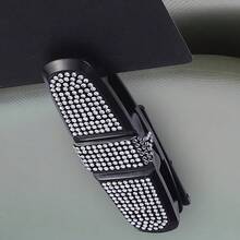 1pc Rhinestone Car Clip, Fashionable Glasses Holder For Car - Sparkling Gems, Glasses Rack For Car Interior Accessories - A - View 5