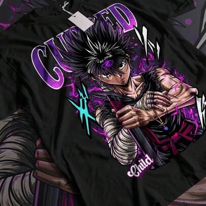 Hiei Yu Yu Hakusho T-Shirt Kurama Yusuke Hiel Anime Graphic Tees Crew Neck Print Funny T-Shirt For Men Women