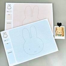 1pc Cute Rabbit Line Plaid Memo Pad Set, Japanese Rabbit Aesthetic Notebook Inner Pages, Suitable For Teenagers And Adults, Perfect Gift For Stationery Lovers (Random Style) - Multicolor - View 2