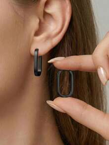 极简主义小巧精致几何方形、长方形、三角形、心形、星形、椭圆形耳环，适合女孩和女士佩戴，金色、银色和黑色不锈钢材质，低过敏性，男女皆宜。 - 彩色 - 查看 3