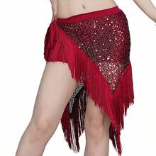 1件装女士亮片流苏肚皮舞臀巾腰带，弗拉明戈舞厅拉丁舞表演服装，节日爵士派对夜总会海滩波西米亚复古风 - 彩色 - 查看 14