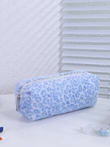 1 hộp đựng bút lông in họa tiết da báo phong cách Y2K sang trọng, túi đựng văn phòng phẩm mềm mại, dung tích lớn, túi đựng đồ trang điểm chất lượng cao dành cho học sinh. - Hộp đựng bút in họa tiết da báo - Xem 5