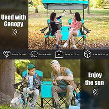 GYMAX - Silla de Camping Doble Silla de Playa con toldo Ajustable protección UV Enfriador portavasos y Bolsa de Transporte Plegable portátil para césped con Paraguas para Adultos Azul Marino 2 - marino - Ver 7