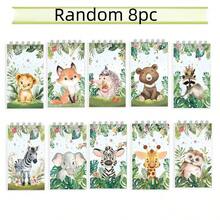 8本/套丛林动物主题螺旋笔记本，适合作为生日派对礼物、日常笔记、学生礼物、返校奖品、派对礼品、婴儿派对装饰、性别揭晓派对装饰、野性主题派对礼物、丛林动物派对装饰、毕业典礼等。 - 彩色 - 查看 8