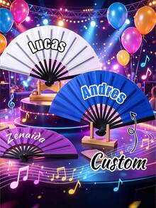 Custom Folding Fan,Custom Large Folding Hand Fan Men/Women Rave Fan, YASSS Fan, Concert Merch, Kung Fu Tai Chi Hand Fan Black Vintage Foldable Hand Fans For Dancing, Festival, Gift, Home Decorations, Perfect Accessory For Bachelorette Party, Bachelorette Party Wedding Bridal Shower Decoration - Multicolor - View 2