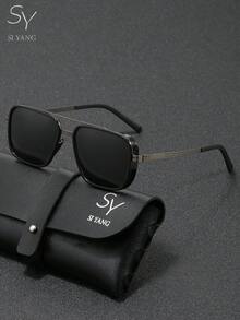 SY SI YANG Brand Polarized Sunglasses For Men And Women, Square Frame Design, UV400 Sunglasses For Driving, Premium Quality, Anti-UV, Comes With Exquisite Glasses Storage Bag And Cleaning Cloth - A - View 2