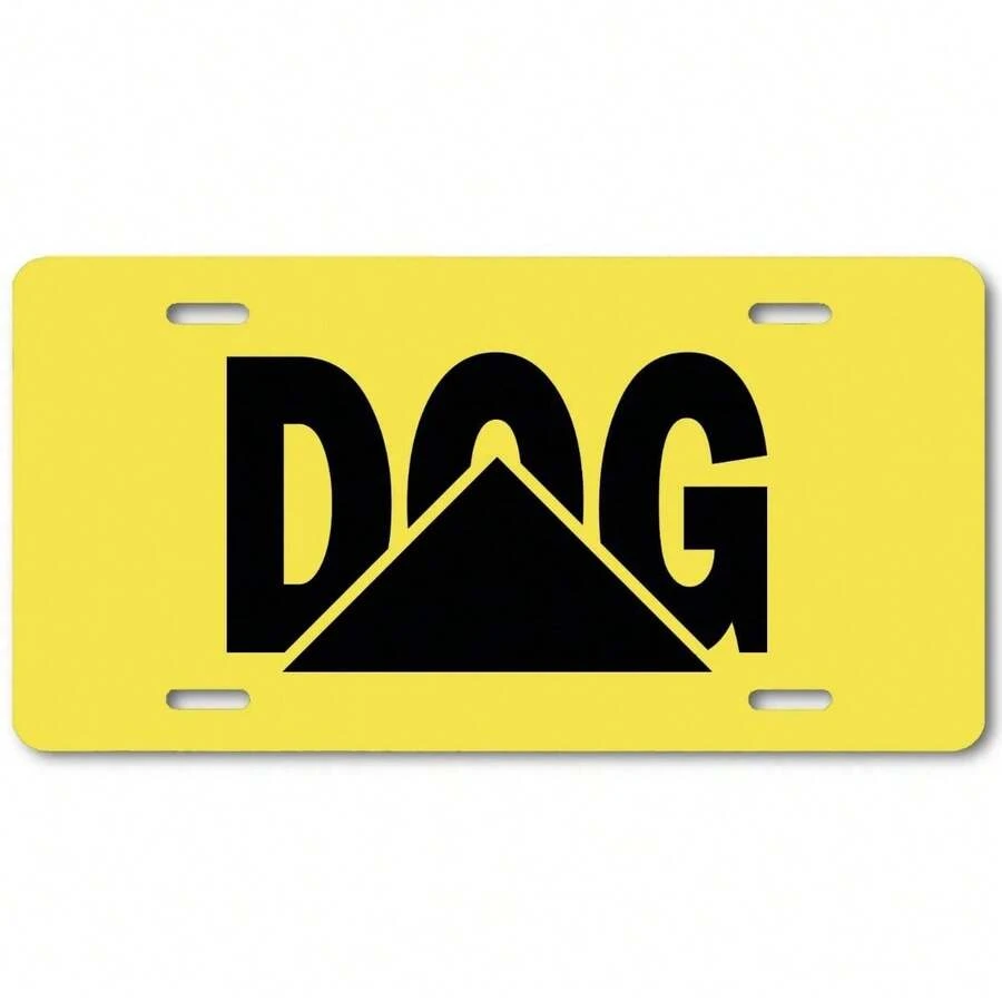 DOG Funny Caterpillar Cat Aluminum Vanity License Plate Tag Yellow High Quality - 1PC - View 1