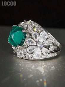 1pc Elegant Cubic Zirconia Stone Ring, Suitable For Women, Suitable For Wedding, Engagement, Anniversary Party Wear, Valentine's Day Gift - 1# - View 3