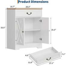 29 pulgadas moderno granja aparador bufé gabinete con cajón y estantes ajustables, pequeño gabinete de almacenamiento de cocina, comedor cafetería organizador, blanco y nuez - Blanco - Ver 2