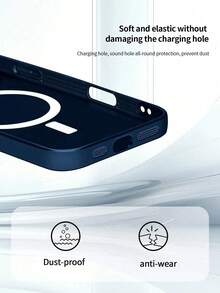 1pc Hadaasi Navy Blue Magnetic Matte Spray Oil Metal Texture Lens Film, Liquid Silicone Magnetic Wireless Charging Anti-Fingerprint Full-Body Shockproof Phone Case Compatible With Apple 17Pro/17ProMax/Air/17/16Pro/16ProMax/16Plus/16/16E/SE4/15Pro/15ProMax/15Plus/15/14Pro/14ProMax/14Plus/14/13Pro/13ProMax/13/12Pro/12ProMax/12/11ProMax/11/11Pro - Royal Blue (Magnetic Matte Finish) - View 6