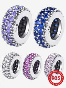 1 pieza Colgante de cristal minimalista DIY, cuentas blancas, accesorio de joyería de muñeca y collar, plata de ley 925, joyería exquisita para hacer - Plateado - Ver 12