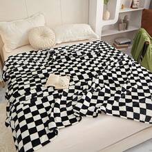 1PC Black And White Checkered Flannel Throw Blanket, High-Definition Digital Print Cover, Cozy Blanket, Nap Blanket, Couch Throw, Home Decor Throw, Soft And Comfortable Blanket, Gift, Holiday Gift, Bedding, Home Decoration, Bedroom Decor, Essential For Camping Trips, Perfect For Gifting To Friends And Family, Warm Camping Accessory, Suede Texture, Machine Washable - Multicolor - View 11