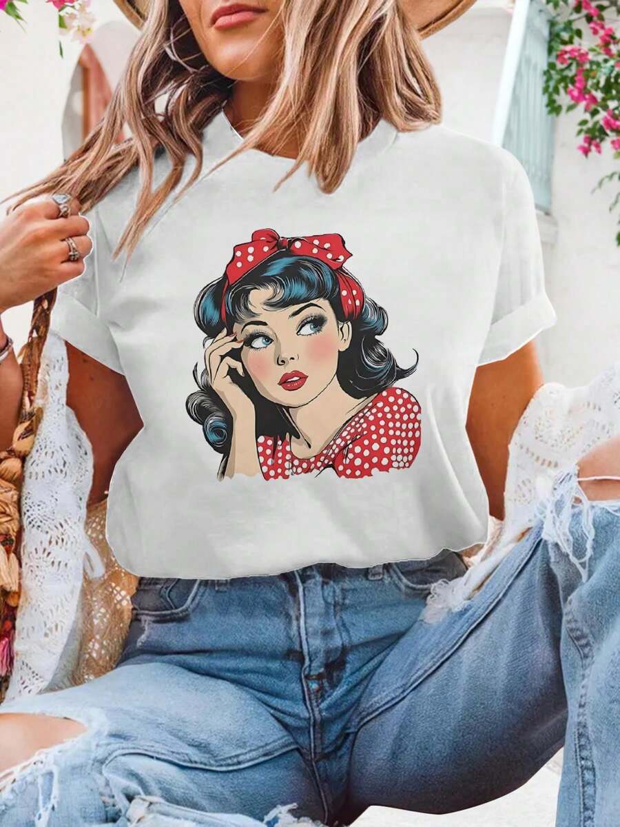 Damen T Shirt Sommer Bequem Atmungsaktiv Trendmode Must Have Neu Ankunft Fashion Basic - White - View 1