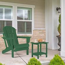 Apolimi Adirondack - Mesa auxiliar para exteriores resistente a la intemperie mesa auxiliar de patio de 2 niveles mesa auxiliar sólida de 16.5 pulgadas para patio piscina porche - Verde bosque - Ver 2