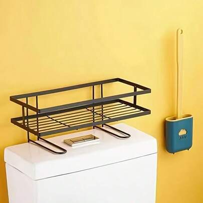 Kệ treo tường 1 tầng tiết kiệm không gian, có giá đựng giấy vệ sinh, tải trọng 15lbs, bằng kim loại chống gỉ.