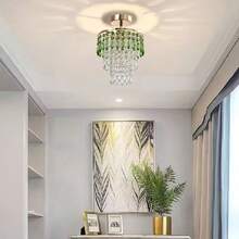 Đèn treo rèm hạt pha lê hiện đại 7,87 inch, hạt pha lê hình bát giác màu xanh lá cây được làm thủ công. Thích hợp cho sảnh/phòng ăn/nhà bếp. Trang trí sang trọng cho nhà cửa, đám cưới và sinh nhật. Đèn treo ngọc trai 3 tầng tự lắp ráp. Trang trí lấp lánh bằng pha lê cho các dịp lễ (Không bao gồm nguồn sáng) - 20cm/7.87inch - Xem 4