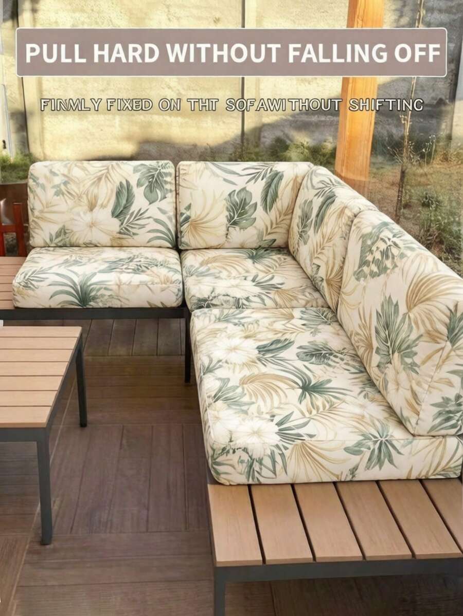 1件装高弹力数码印花可拆卸沙发坐垫套，面料柔软舒适，可重复使用，数码印花牛奶丝弹力沙发垫套，四季皆宜