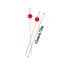 100pcs Red Bead Bamboo Skewers, Appetizer Picks, Smooth Splinter-Free, Suitable For Wedding, Birthday, Party, Graduation, Anniversary, Dining, School Events, Christmas, Halloween, Thanksgiving, Essential Kitchen Utensil - Red - View 8