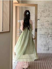 Women Midi Dresses - Green - View 2