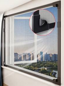 1pc Black Magnetic Mosquito Net Screen, Self-Adhesive Magnetic Mesh, Easy Installation Invisible Fly Screen, No Drilling Required - Black - View 23