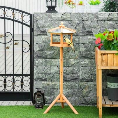 Birdhouse/Bird Villa/Feeder With Stand And Zinc Roof, 113x40x40 Cm, Weatherproof Birdhouse For Garden And Terrace.