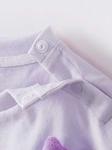 mini bala Áo thun ngắn tay bằng cotton cho trẻ em, mềm mại, thoáng khí, dễ thương với họa tiết 3D, thích hợp cho mùa hè 2026. - hồng tím - Xem 7