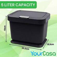 Compost Bin 5L - Kitchen Food Waste Caddy - Lid Opens With Push Button - Countertop Small Counter Trash Can - Odour Proof Container - Indoor Recycling Composter With Non Slip Base Charcoal - 木炭 - 查看 7