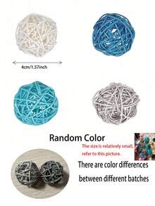 12pcs Ocean Series Vase Filler Rattan Balls, Suitable For Crafts, Parties, Wedding Table Decor, Fragrance Accessories. Rattan Ball Vase Filler, Woven Rattan Balls, Decorative Woven Rattan Balls - Multicolor - View 9