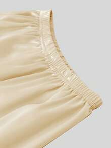 Tween Boy Champagne Gold Lapel Neck Short Sleeve Single-Breasted Top And Shorts 2-Piece Casual Pajama Set - Champagne - View 9