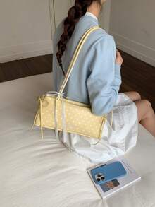 Mẫu mới năm 2026: Túi đeo chéo chấm bi thiết kế độc đáo, túi hình trụ đa năng thời trang, túi đeo vai cao cấp dành cho nữ. - Màu vàng - Xem 7