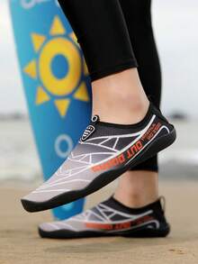 1 Pair Fashion Ombre Water Shoes, Men's Wading Shoes For Water Sports, Lightweight Breathable Non-Slip, Suitable For Water Activities, Beach, Fishing, Walking - Black - View 12