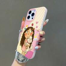 Niña con vestido rosa y cachorro de caniche blanco.funda de teléfono Fundas compatibles con ,Apple,VIVO,OPPO,,, y Honor.Fabricadas en silicona TPU,ofrecen protección contra golpes y caídas. - Rosa - Ver 6