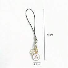 1pc White Cherry Blossom Round Letter A-Z Pendant Phone Charm - White - View 9