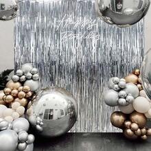 3pcs/Set*200cm Red Tassel Ribbons, Party Decor Curtain, Shiny Metallic Texture Design, Suitable Photography Studio Props, Birthday Party, Bridal Shower, Wedding, Holiday Decoration,, Backdrop, Party Decor, Event Styling, Photo Booth Props, Decorative Ribbons, Durable Tassel, Lightweight Fabric, Event Decoration, Backdrop Curtain, Bridal Party, Mother's Day, Graduation Backdrop - Silver - 查看 10